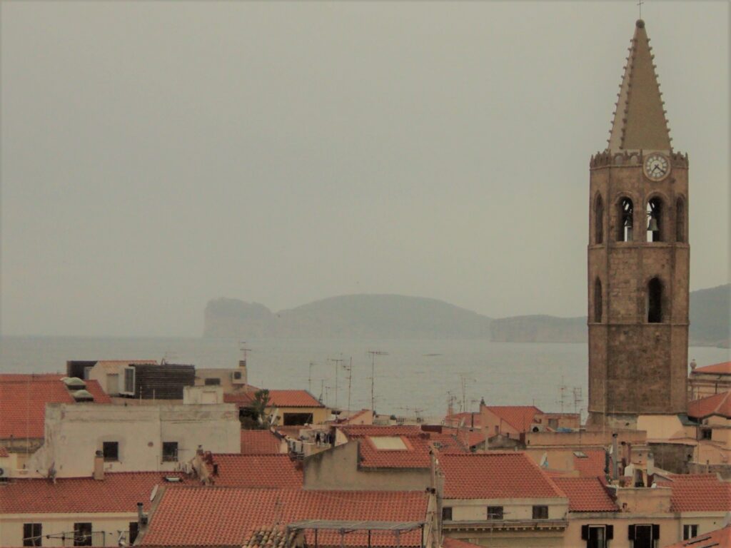 Bell Tower of Santa Maria and Capo Caccia view